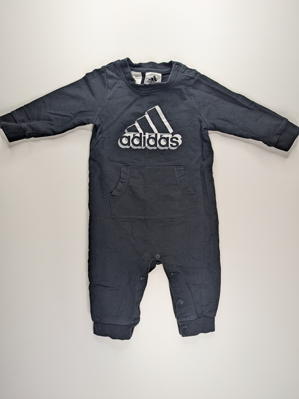 adidas Kids Long-Sleeve Black One-Piece Bodysuit with Logo